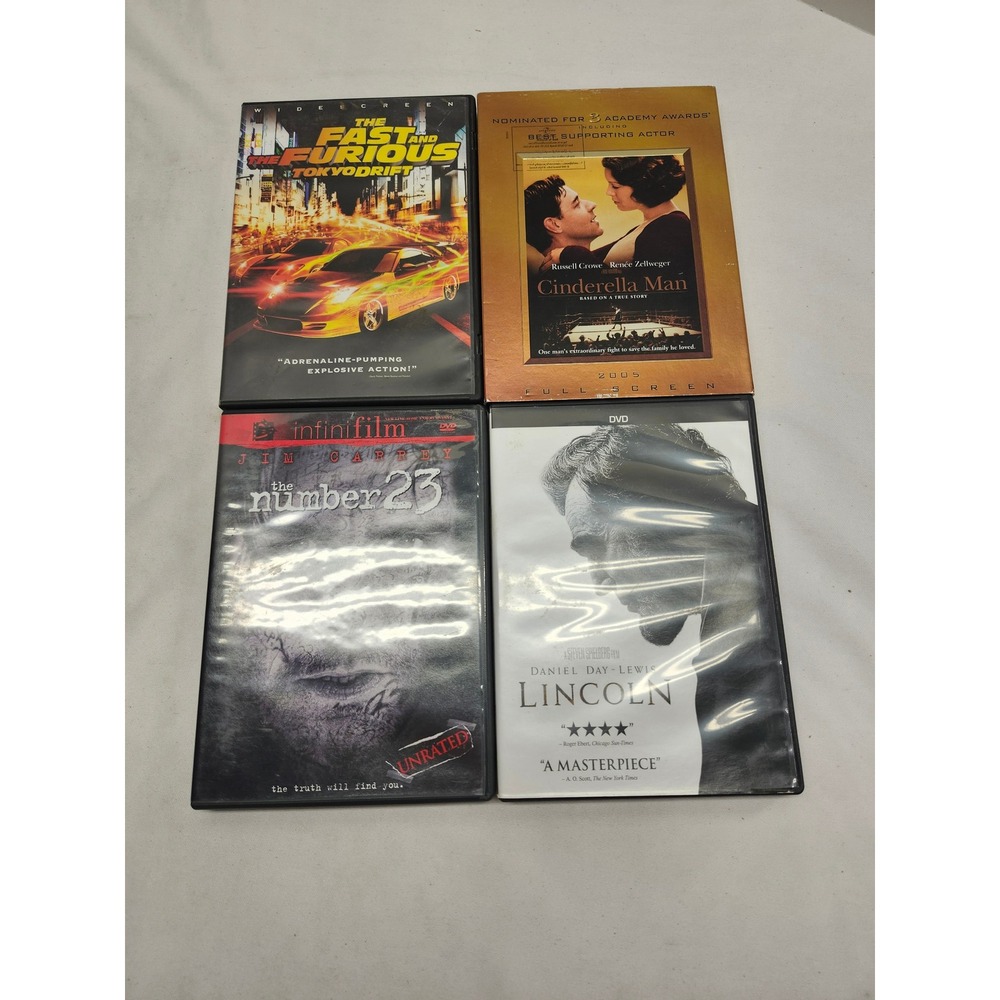 Lot of 4 DVDs Fast and Furious Tokyo Drift Cinderella Man Lincoln Number 23